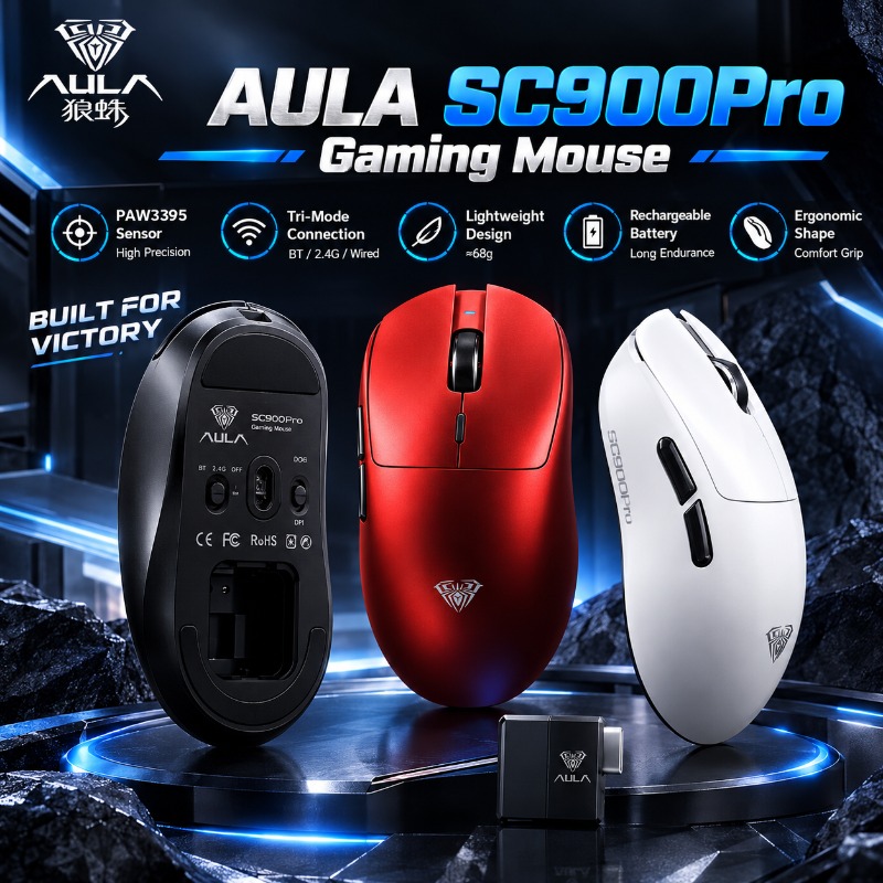 Wireless Gaming Mouse - AULA SC900Pro Gaming Mouse PAW3395 Sensor