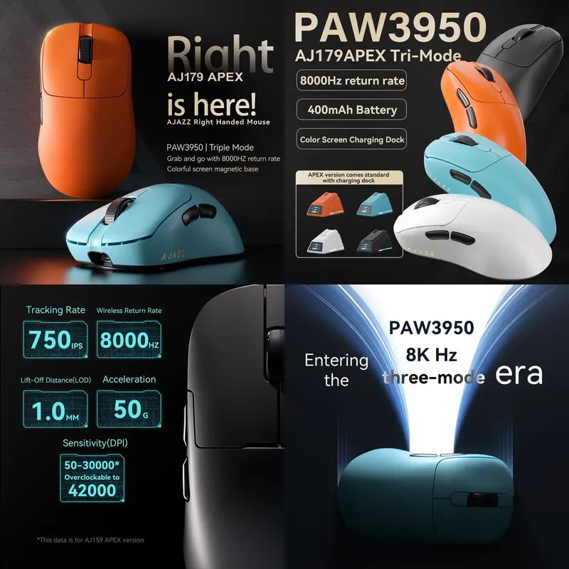 Ajazz AJ179 APEX PAW3950 Ergon - Wireless Gaming Mouse recension och pris