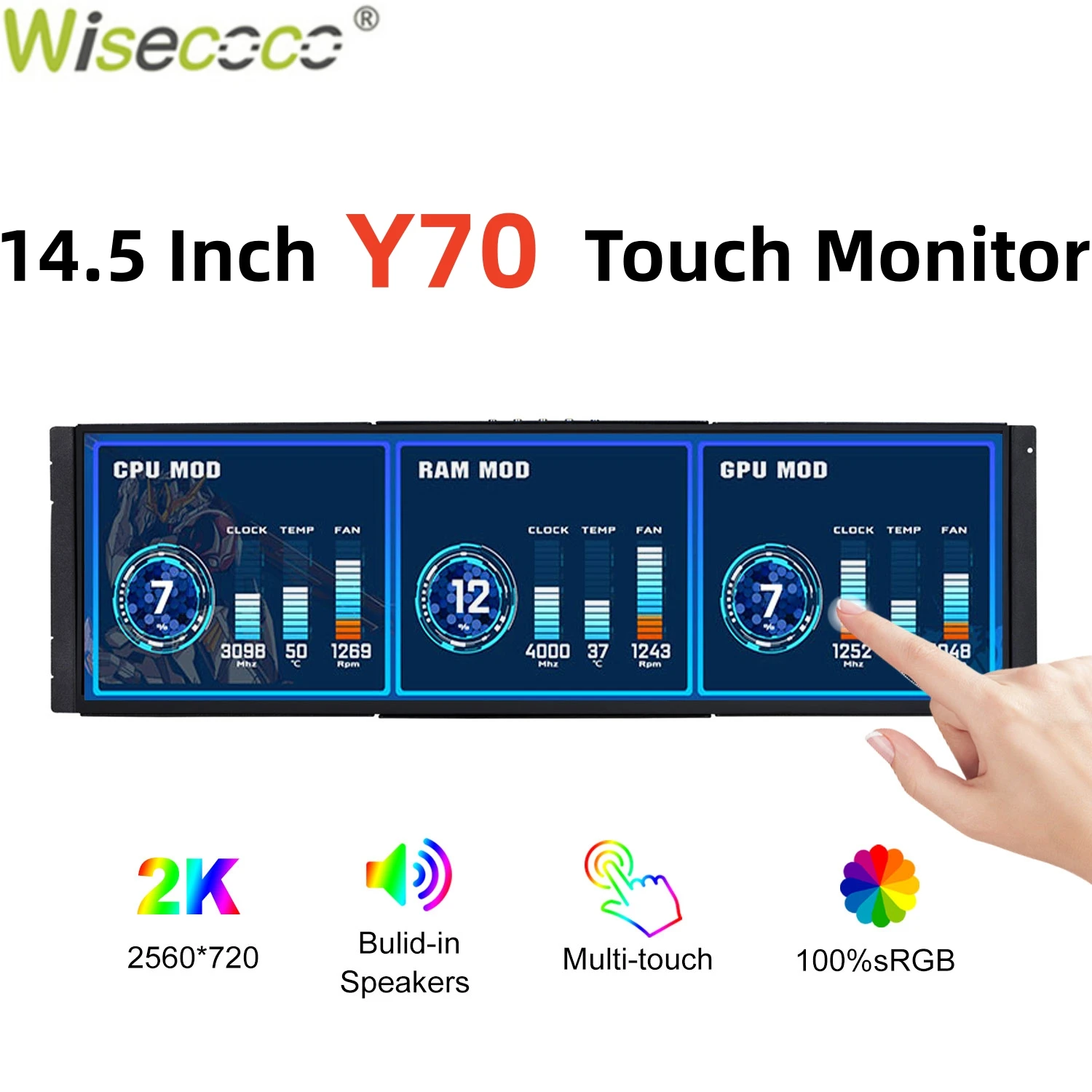 Wisecoco 12.6/14.5 Inch 2K IPS - Pc Gaming Y70 recension och pris